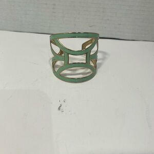 Gold and Mint Green Geometric Cuff Bracelet